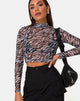 Immagine di Lara Crop Top in rete anni '90 Zebra Bianco e Nero