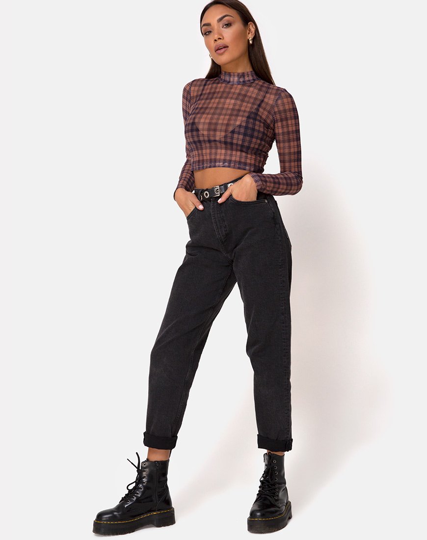 Immagine di Lara Crop Top in rete Checking Out Brown