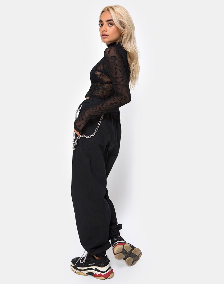 Immagine di Lara Crop Top in rete nera Tokyo Techno