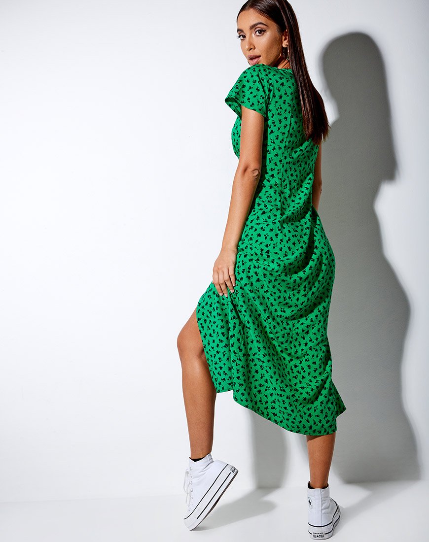 Abito Larin Midi in Dainty Daisy Verde