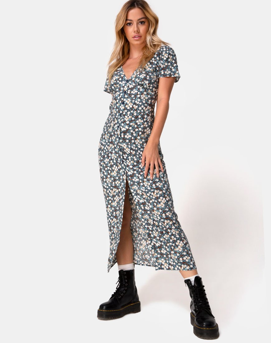 Immagine di Larin - Vestito midi in campo floreale - Navy