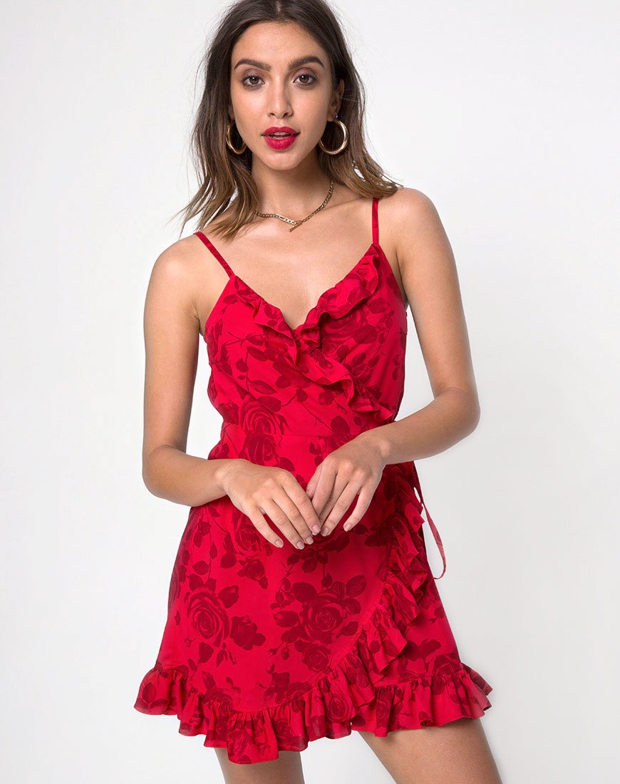 Lasky Slip Dress in rosso floreale tonale