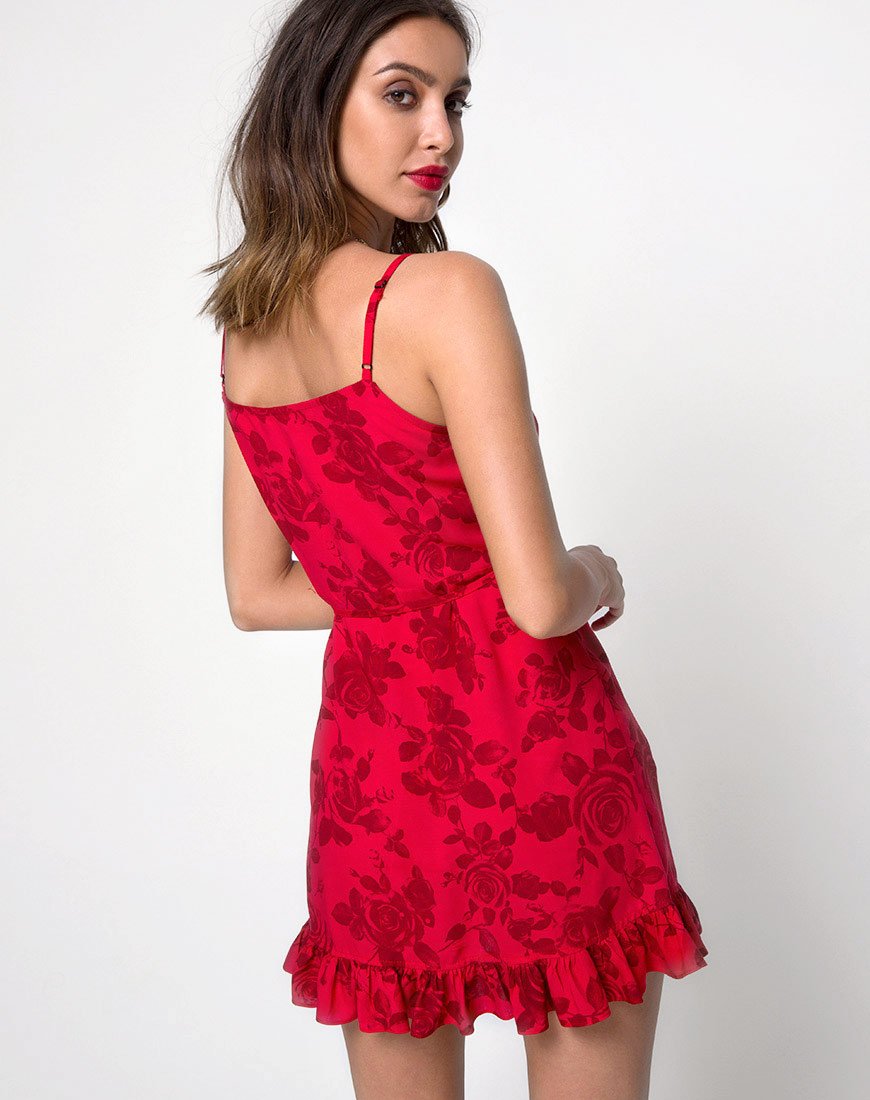 Lasky Slip Dress in rosso floreale tonale