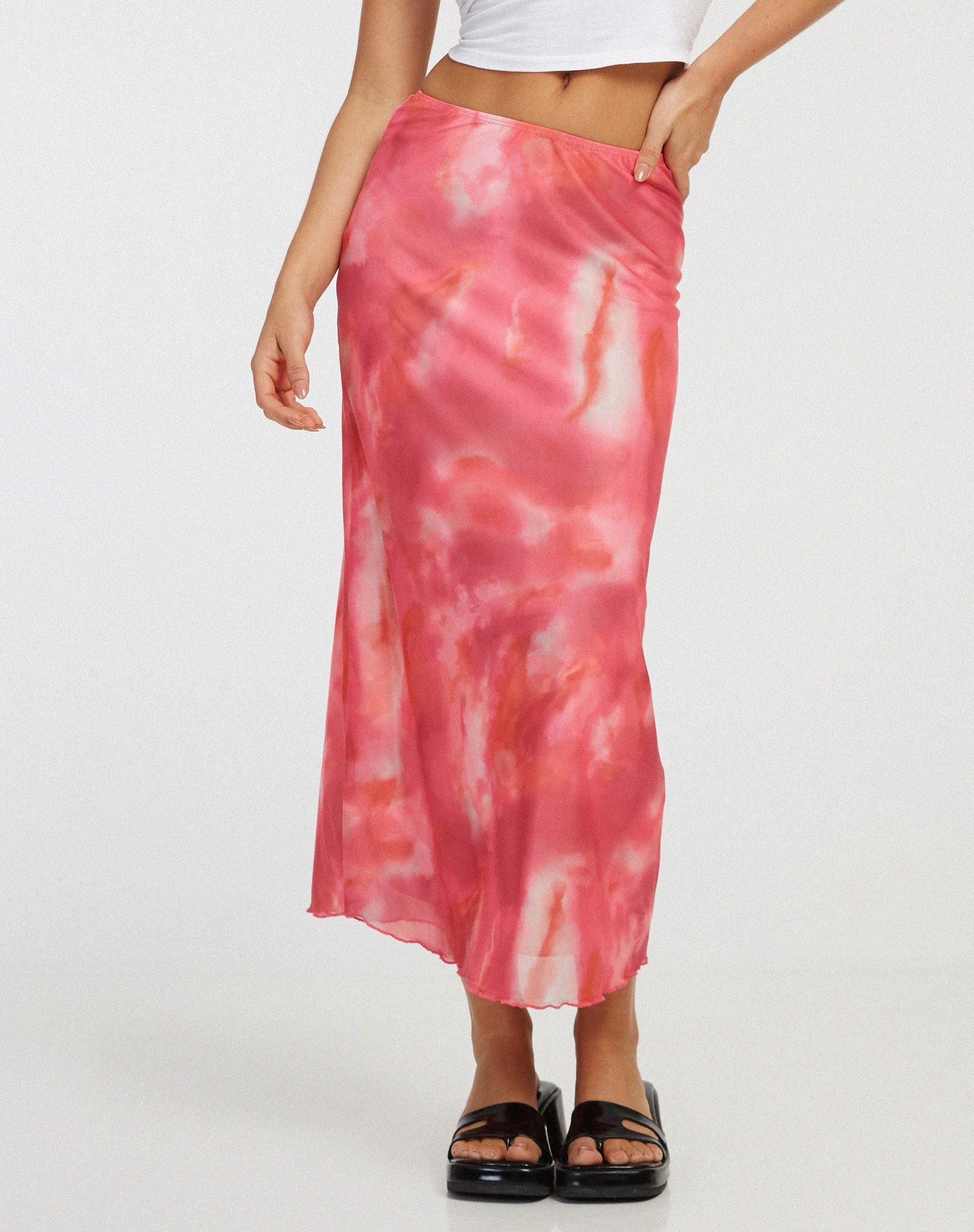 immagine di Lassie Maxi Skirt in rosa astratto sfocato