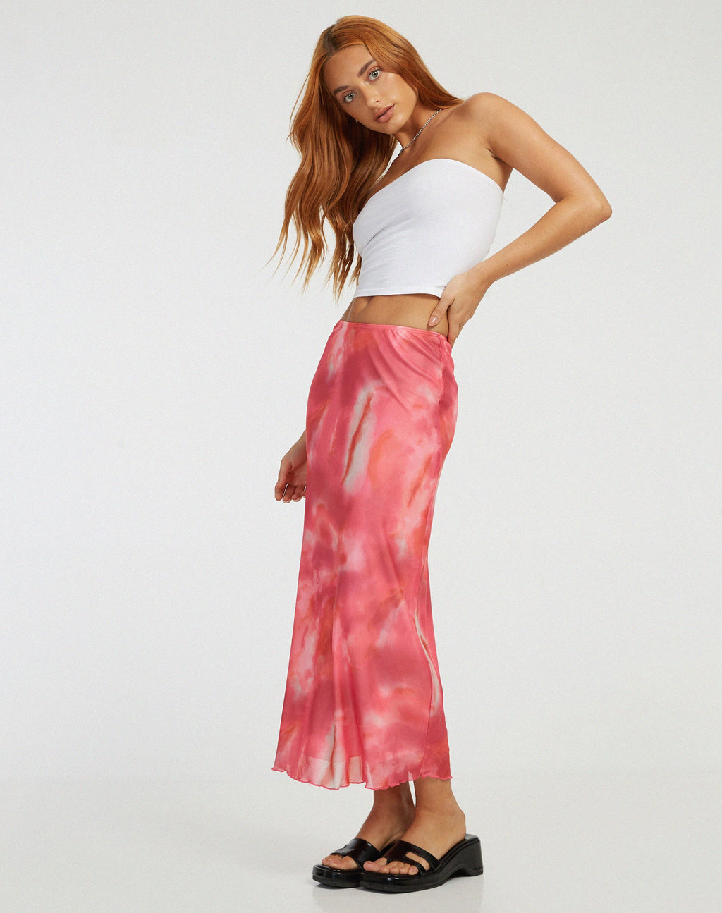 Maxi gonna Lassie in rosa astratto sfocato