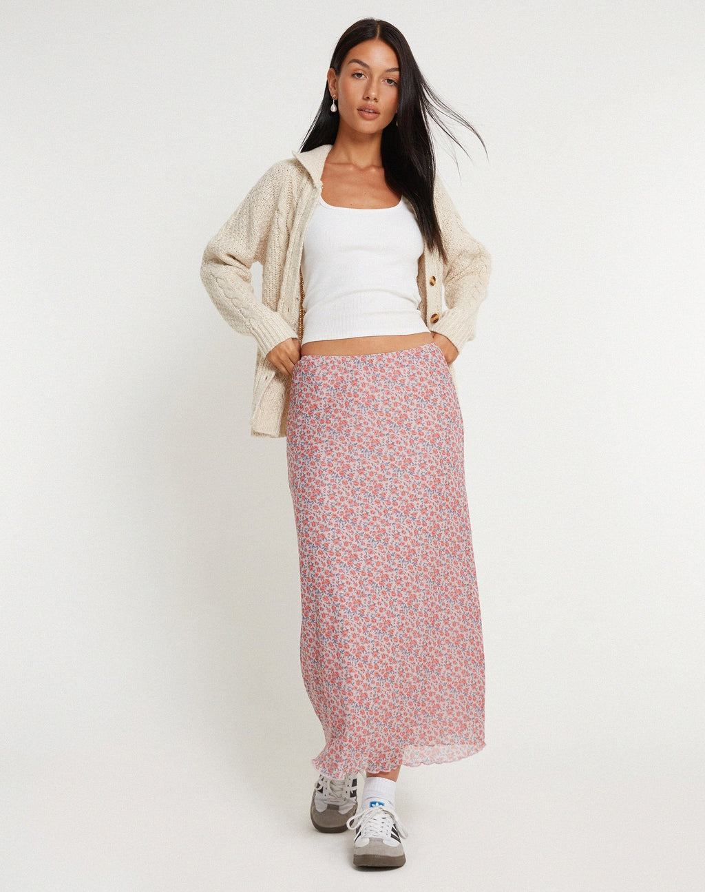 Maxi gonna Lassie in rosa polveroso primaverile