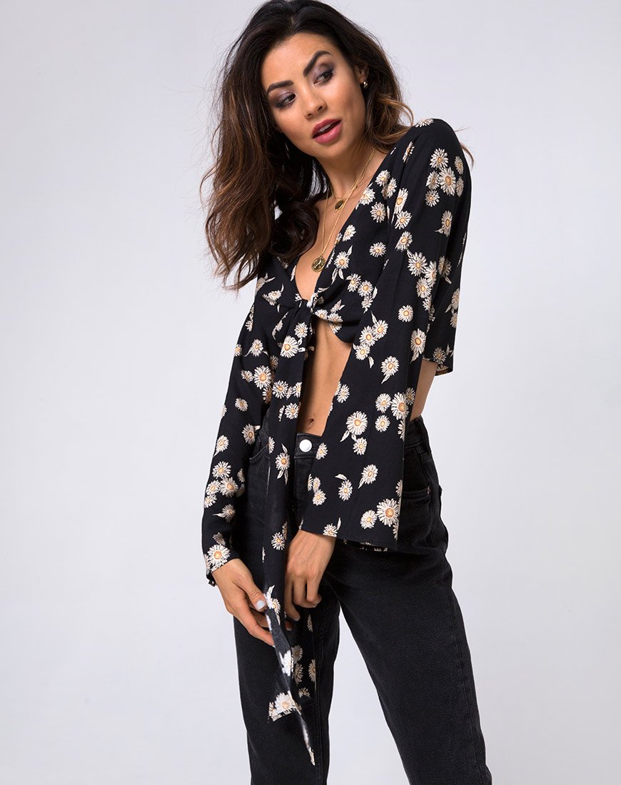Immagine di Laya Wrap Top in Grunge Daisy Floral