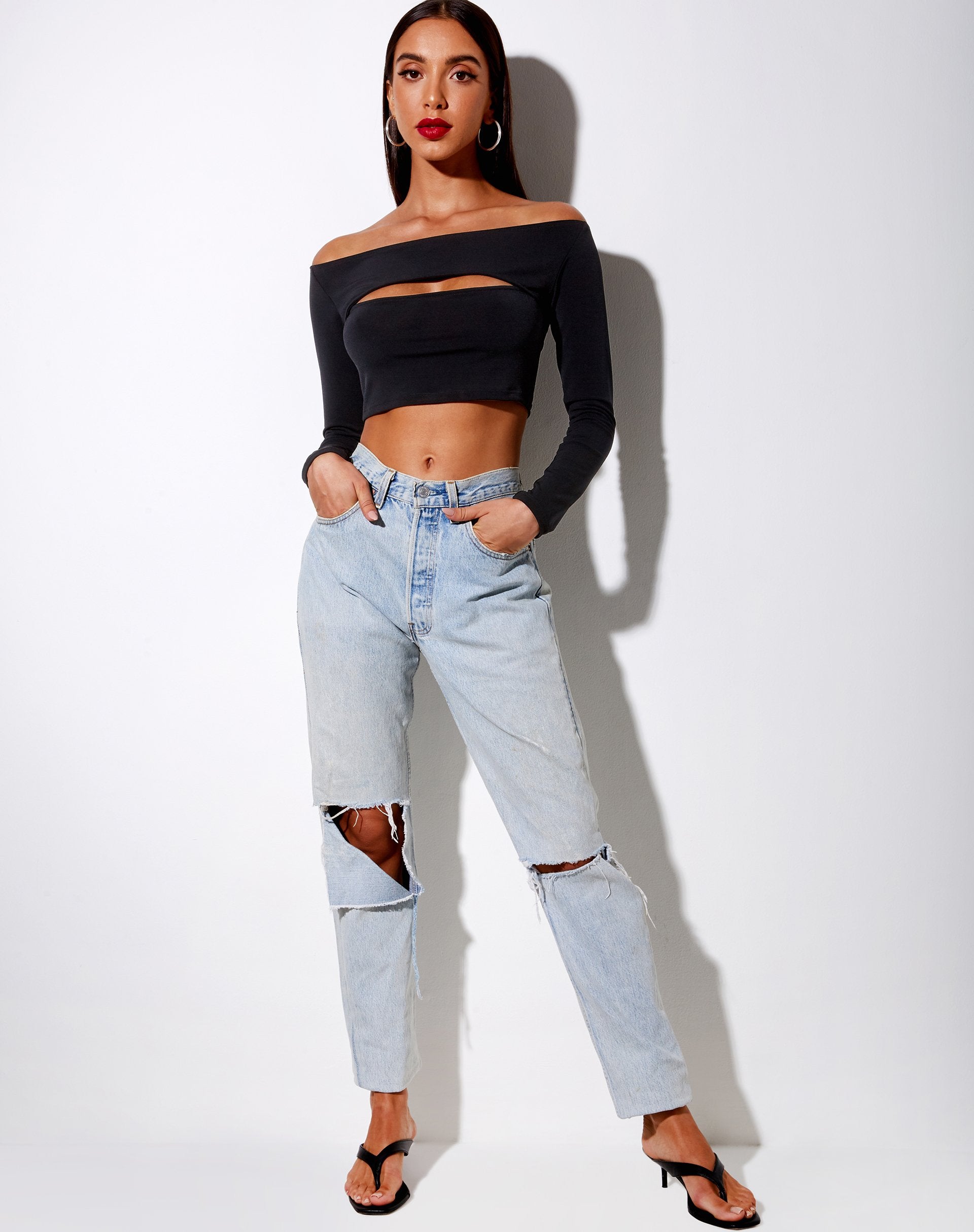 Immagine di Leja Crop Top in Polycrepe Nero