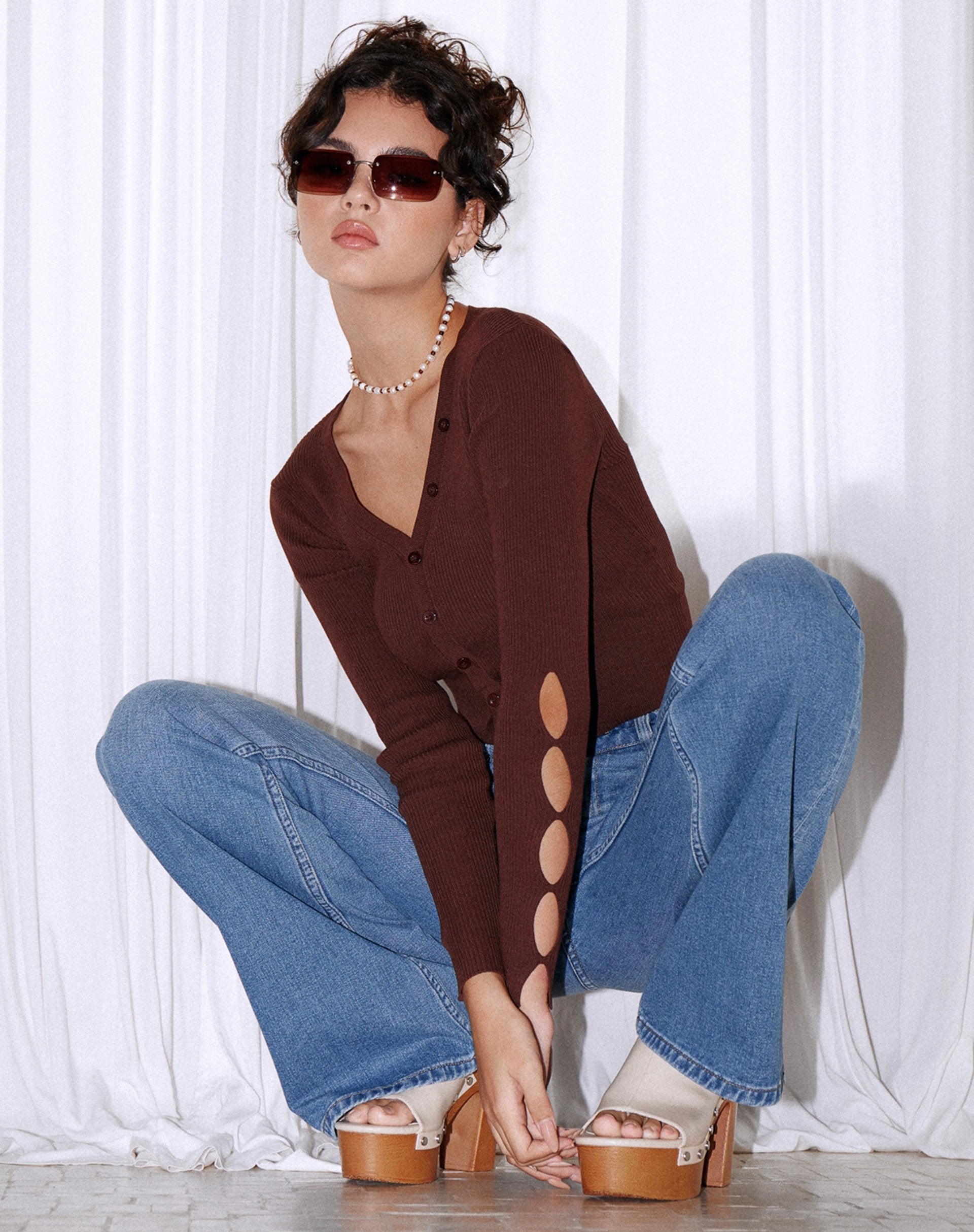 Immagine di Lemuria Cardi in Rib Dark Brown