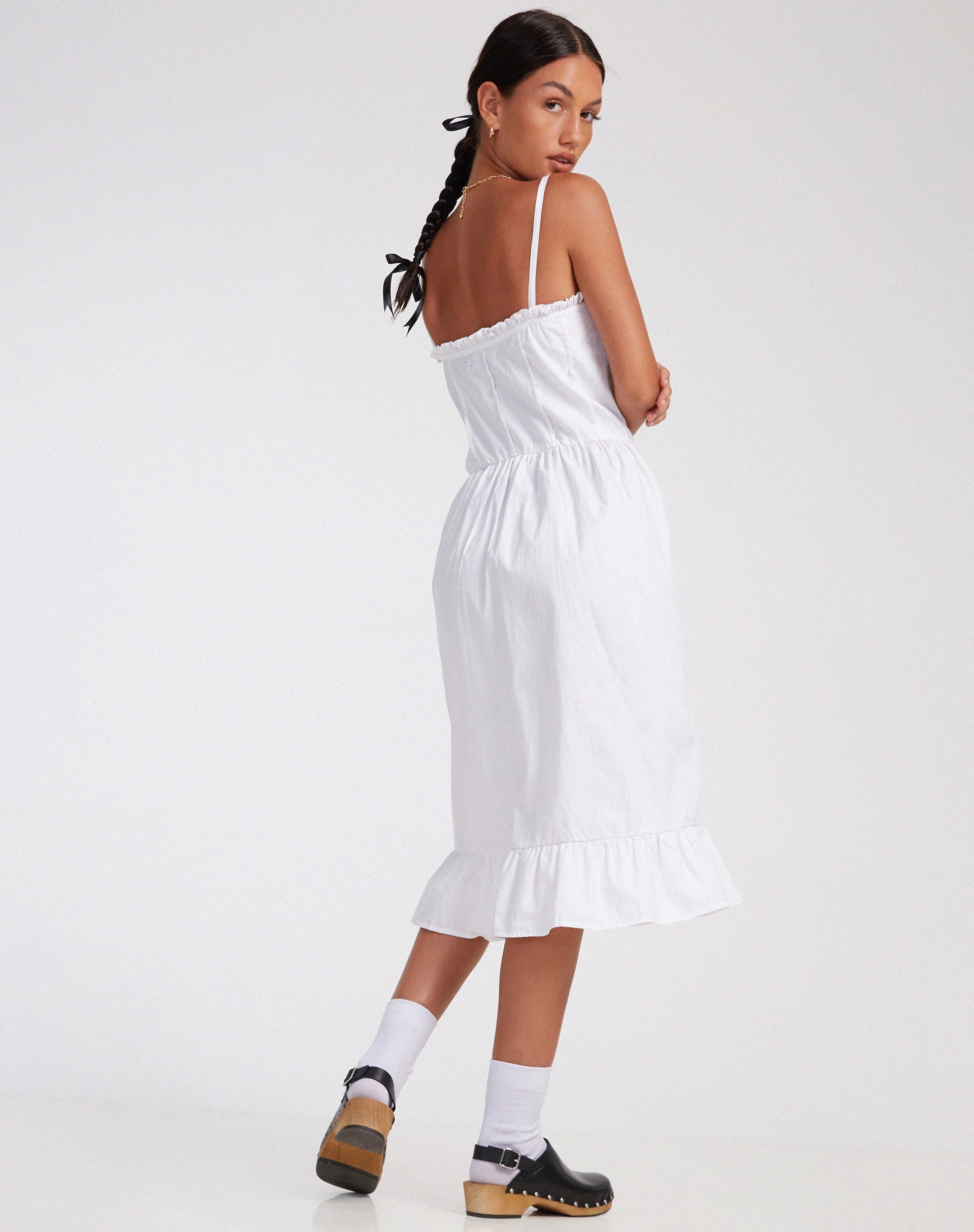 immagine di Lennox Midi Dress in Popeline Bianco
