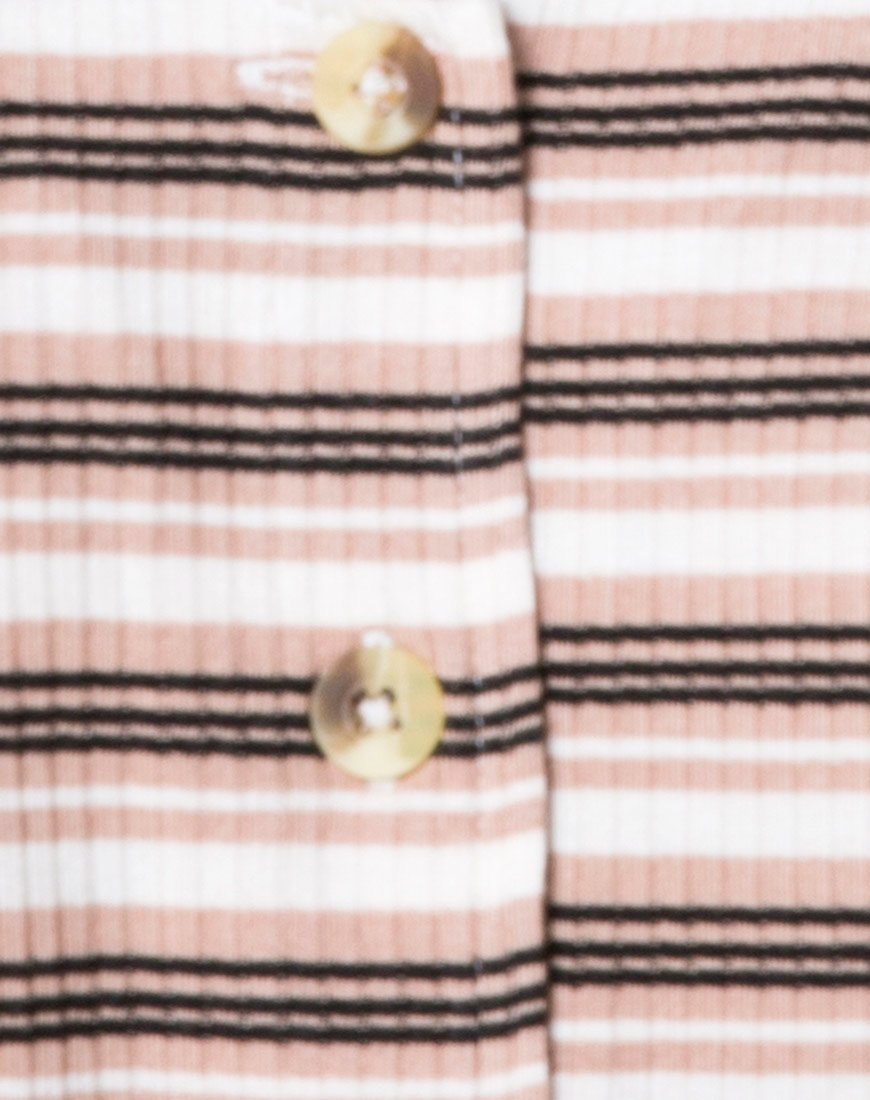 Immagine di Lesea Crop Top a righe a coste crema nero e marrone