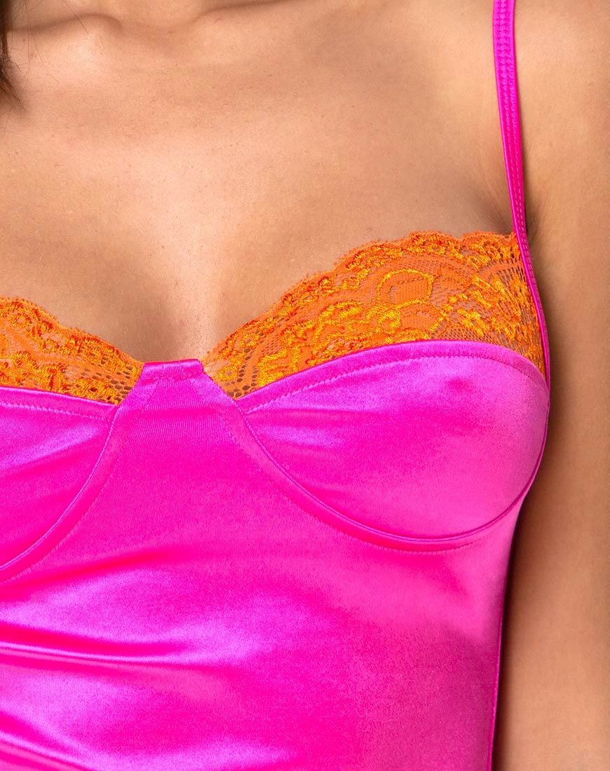 Immagine di Letta Corpetto in rosa con pizzo arancione