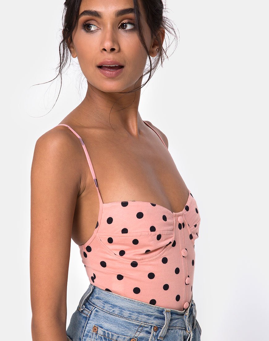 Immagine di Leva Bodice in New Polka Nude Nero