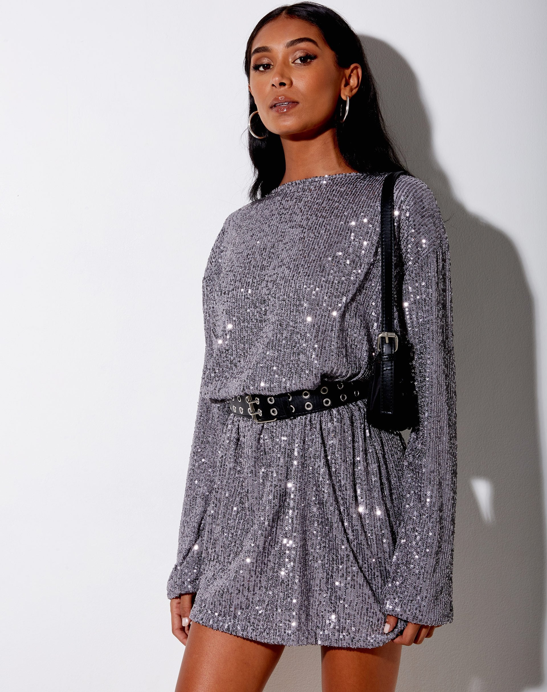Immagine dell'abito Liama in paillettes stretch argento