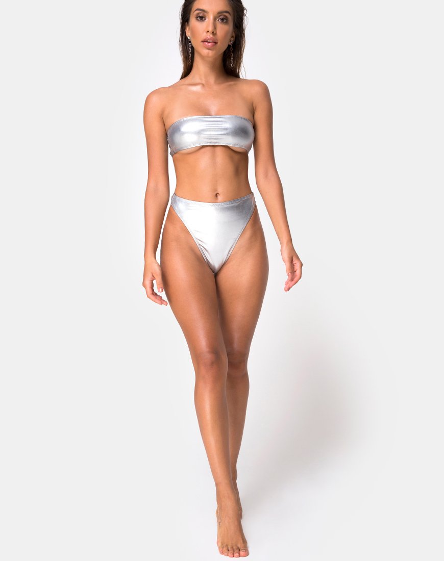 Immagine del top bikini Lien in argento metallizzato