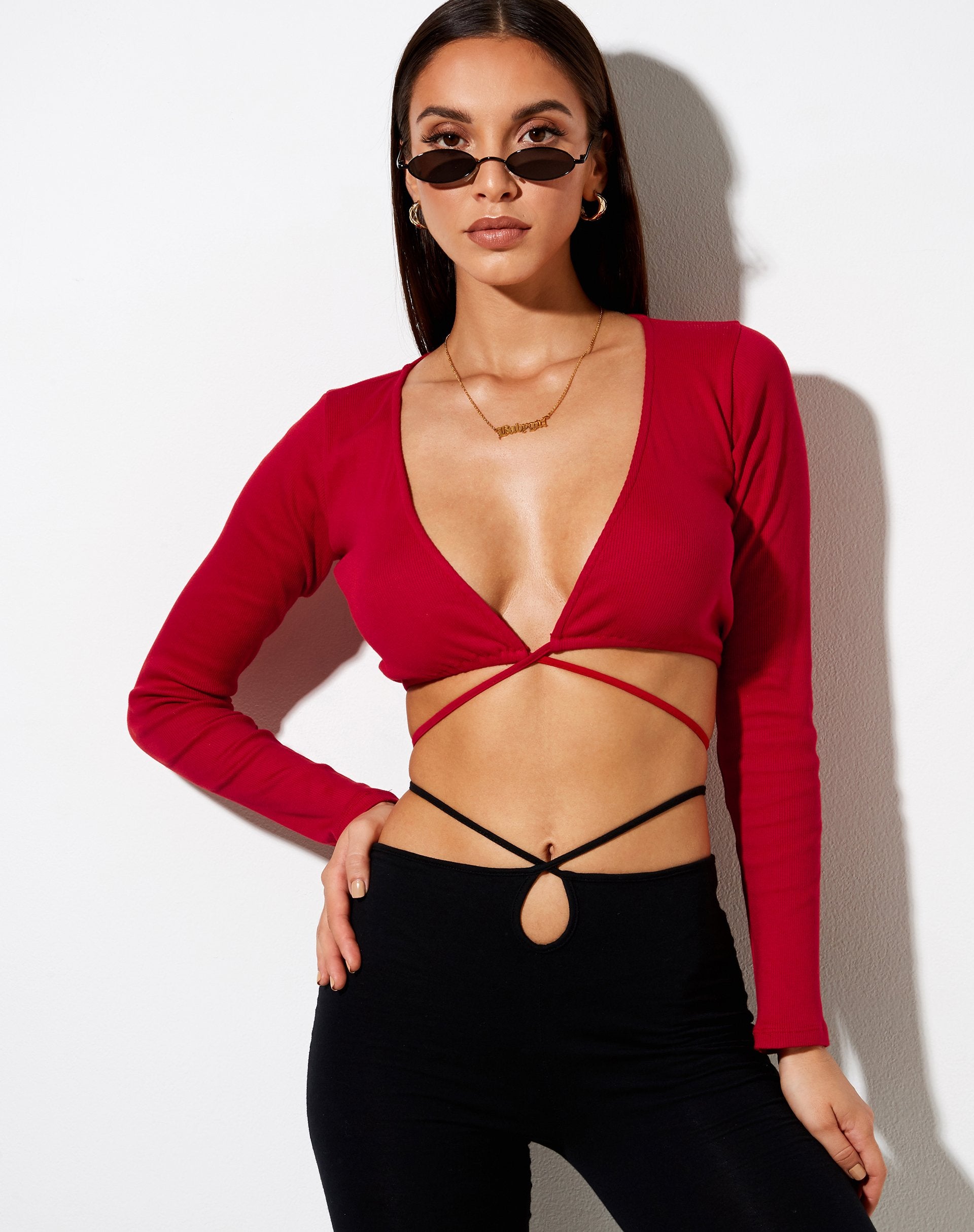 Immagine di Lieneva Crop Top in Rib Racing Red