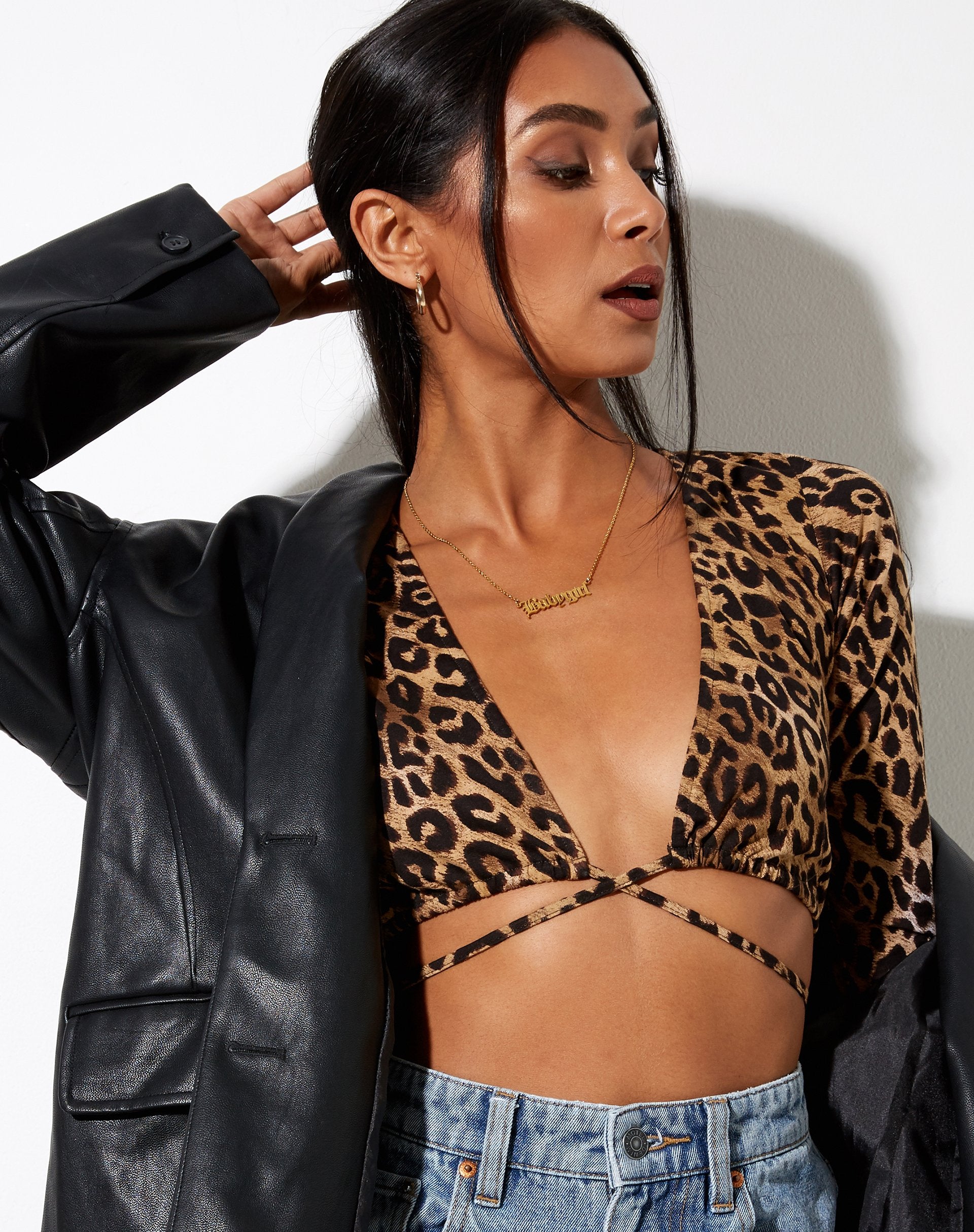 Immagine di Lieneva Crop Top in Night Leopard Brown