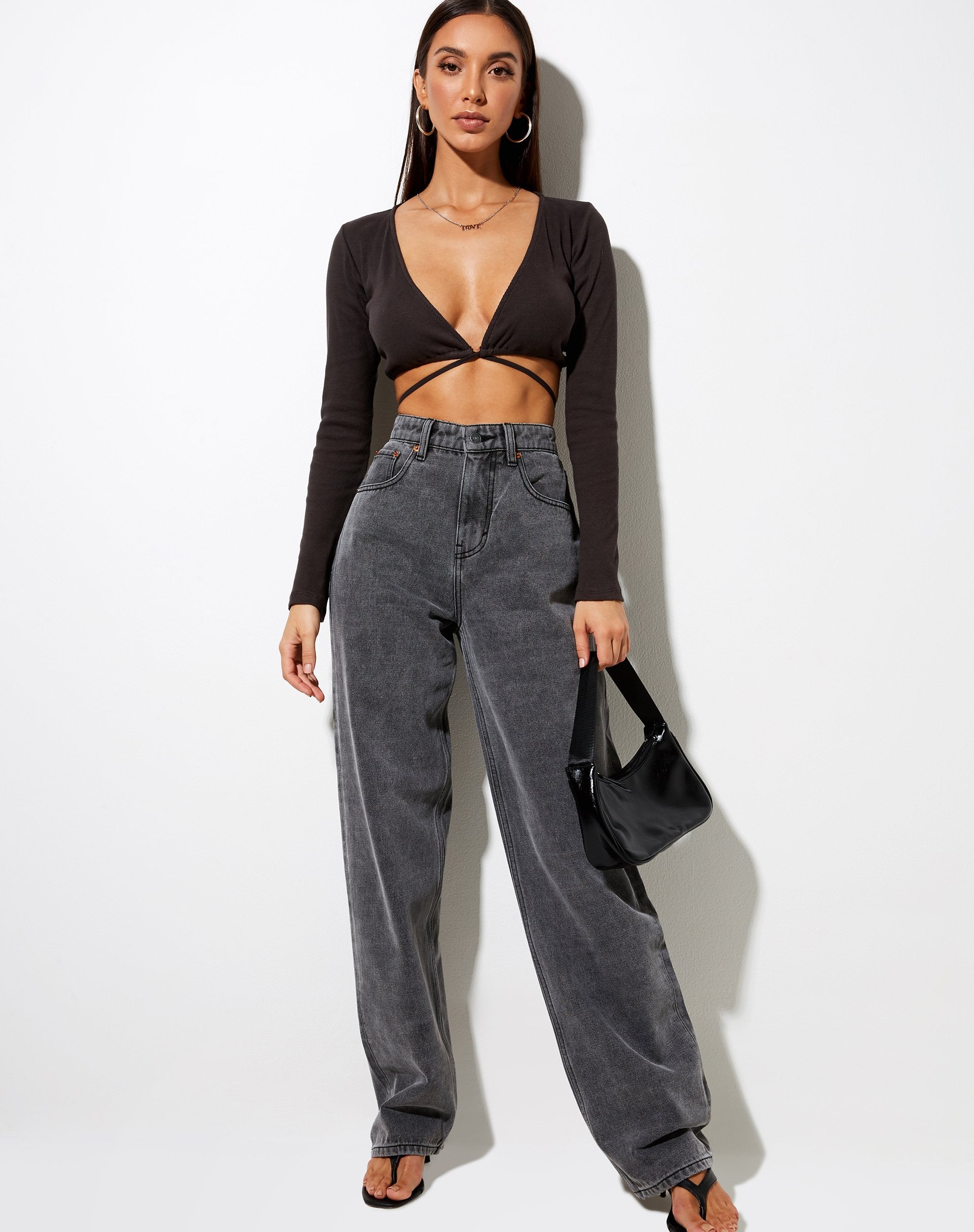 Immagine di Lieneva Crop Top in Rib Blackened Pearl