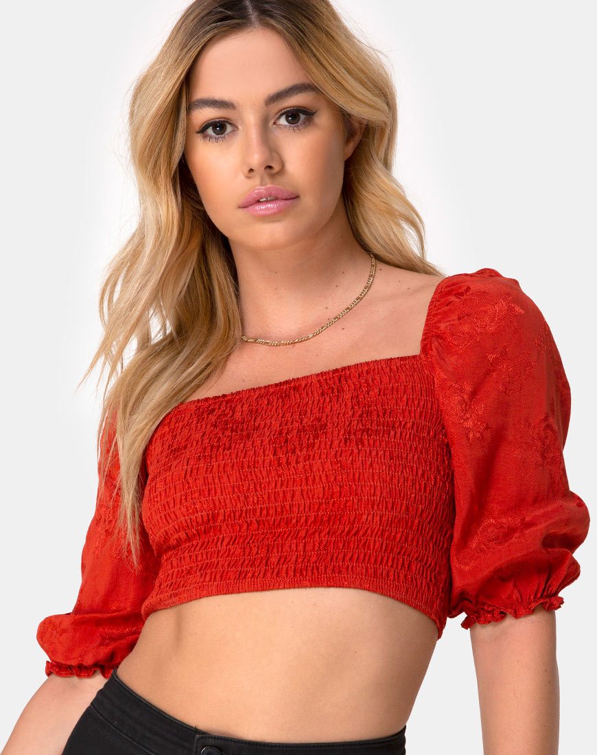 Top Lilian in raso rosa ruggine