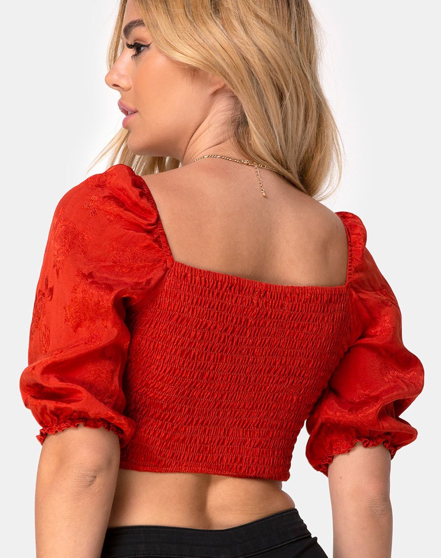Top Lilian in raso rosa ruggine