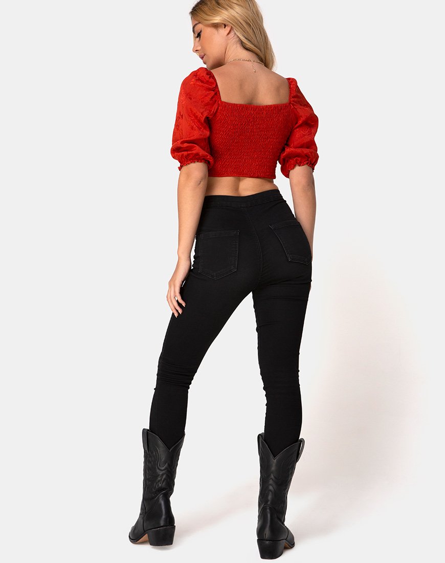 Immagine di Lilian Crop Top in raso rosa ruggine