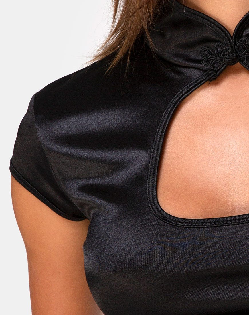 Immagine di Lina Crop Top in raso nero