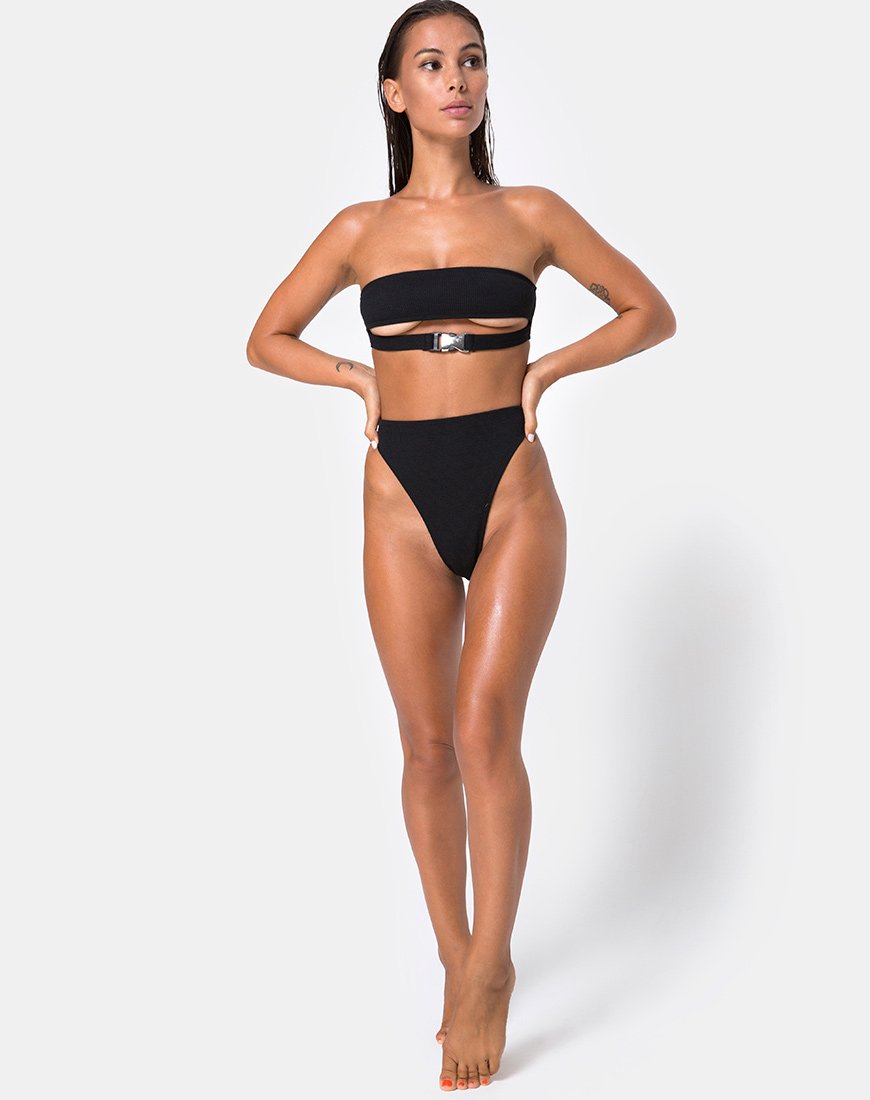 Slip bikini Lin Lin in nero con Derlin argento