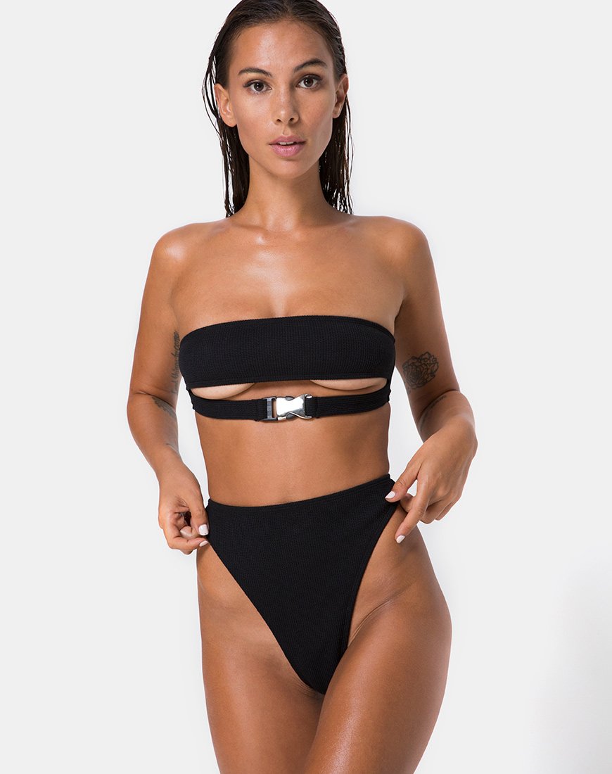 Top bikini Lin Lin in nero con Derlin argento