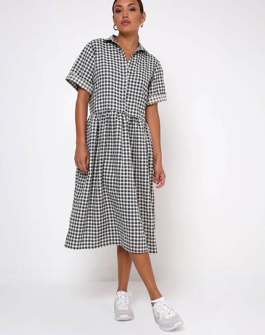 Immagine di Lista Shirt Dress in Gingham Cream