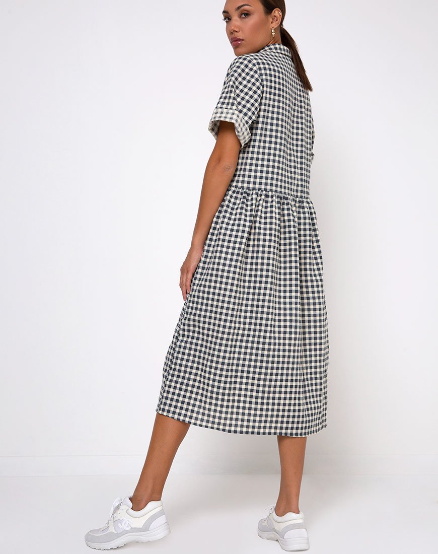 Lista Shirt Dress in Gingham Crema