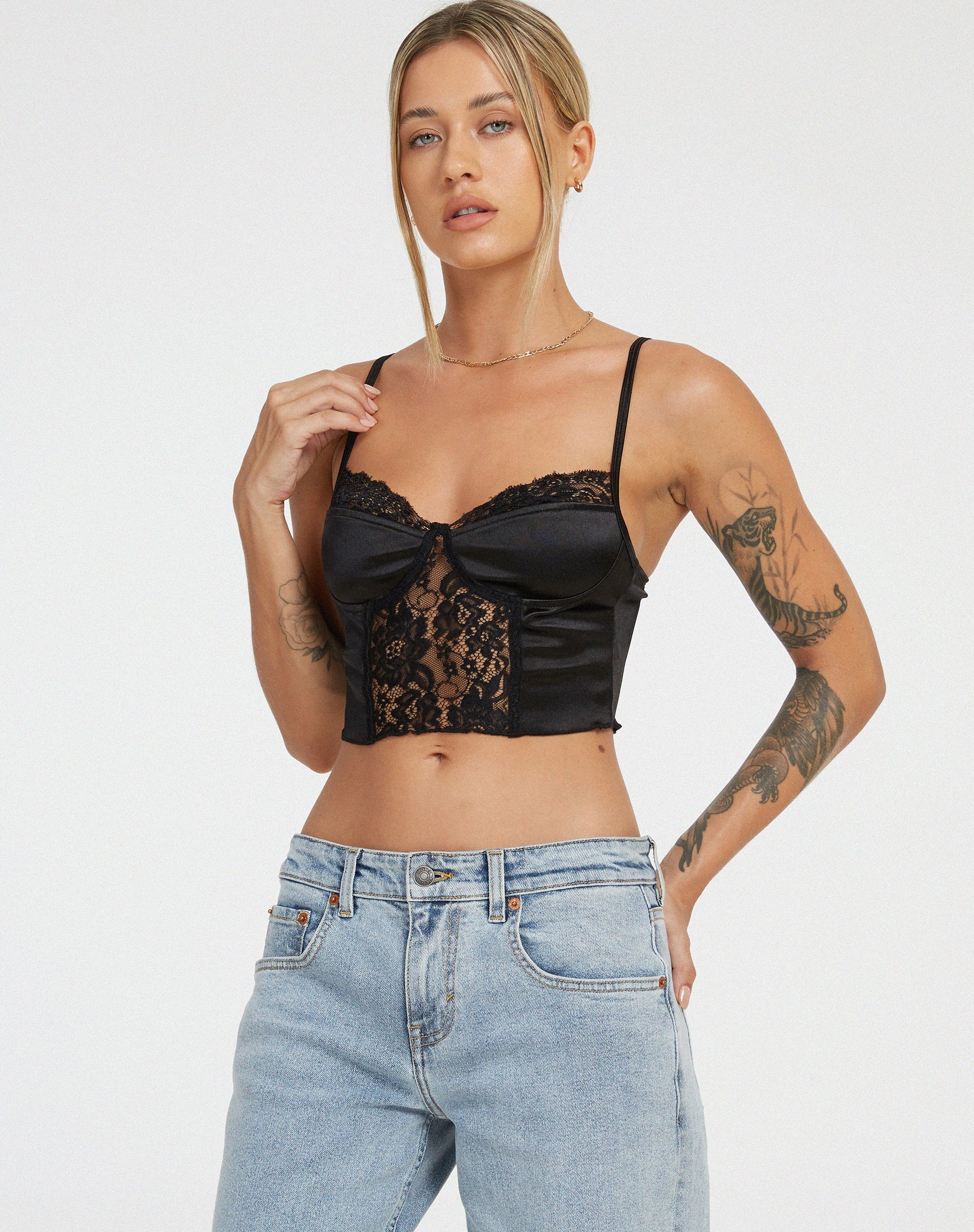 immagine di Litasa Top corsetto in raso nero