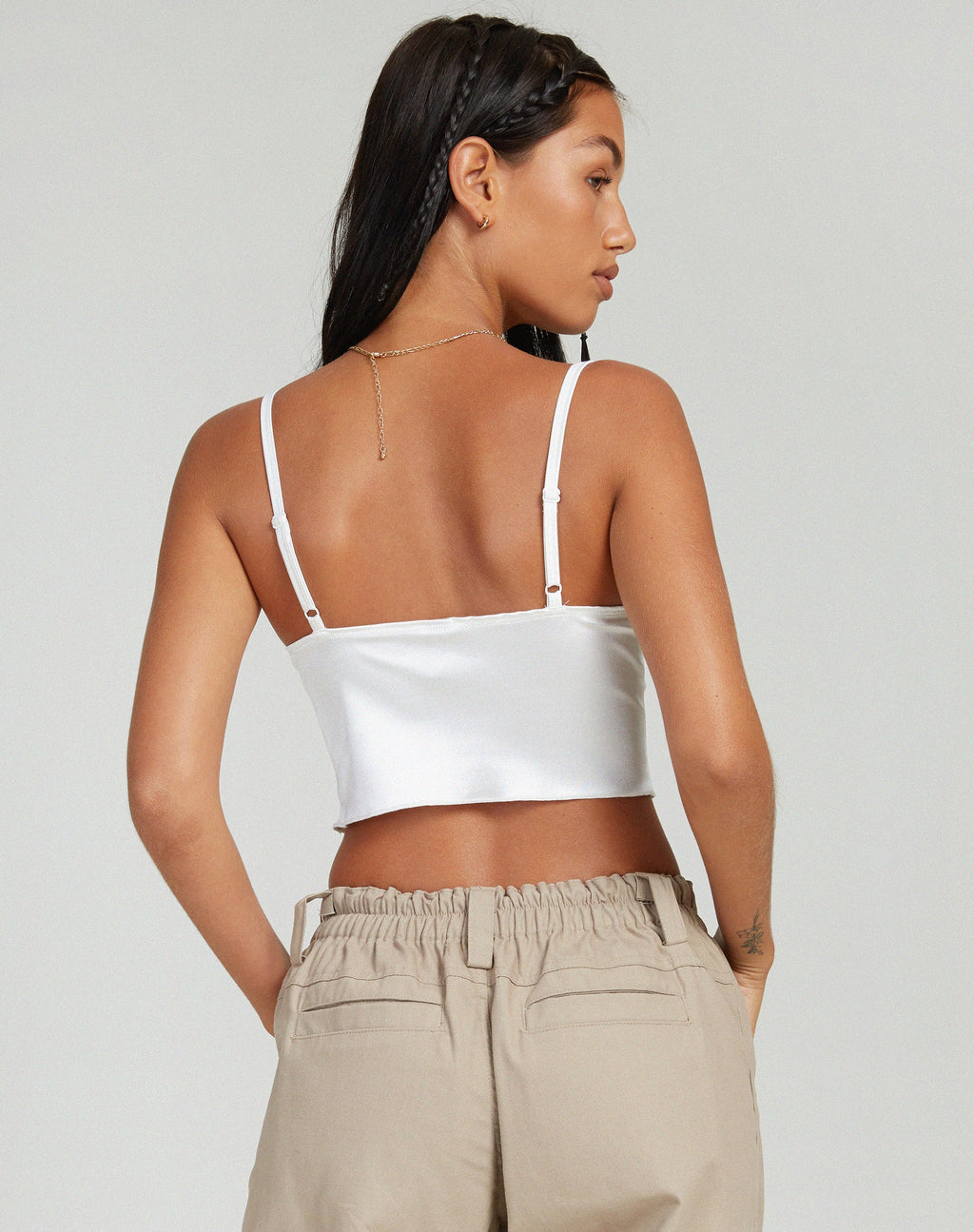 Top corsetto Litasa in raso avorio