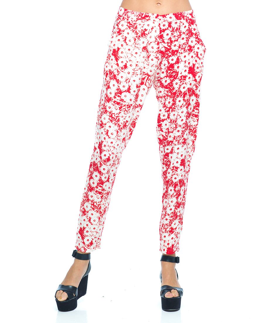 Pantaloni a zampa di elefante Motel Logan in rosso Xerox Daisy
