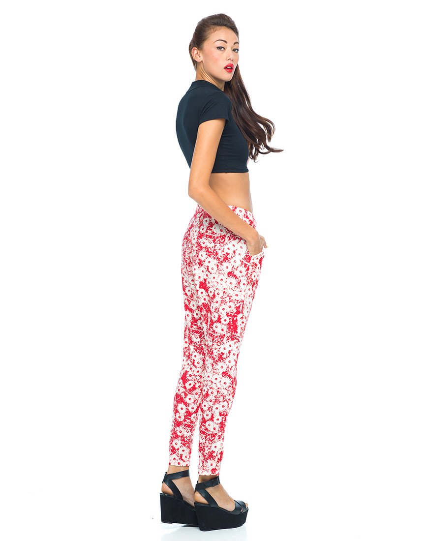 Immagine di Motel Logan Peg Leg Trouser in Xerox Daisy Rosso