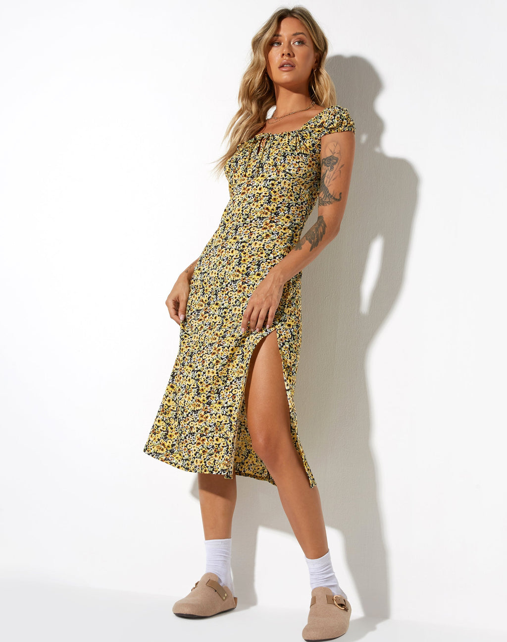 Vestito midi Lona in giallo ditsy primavera