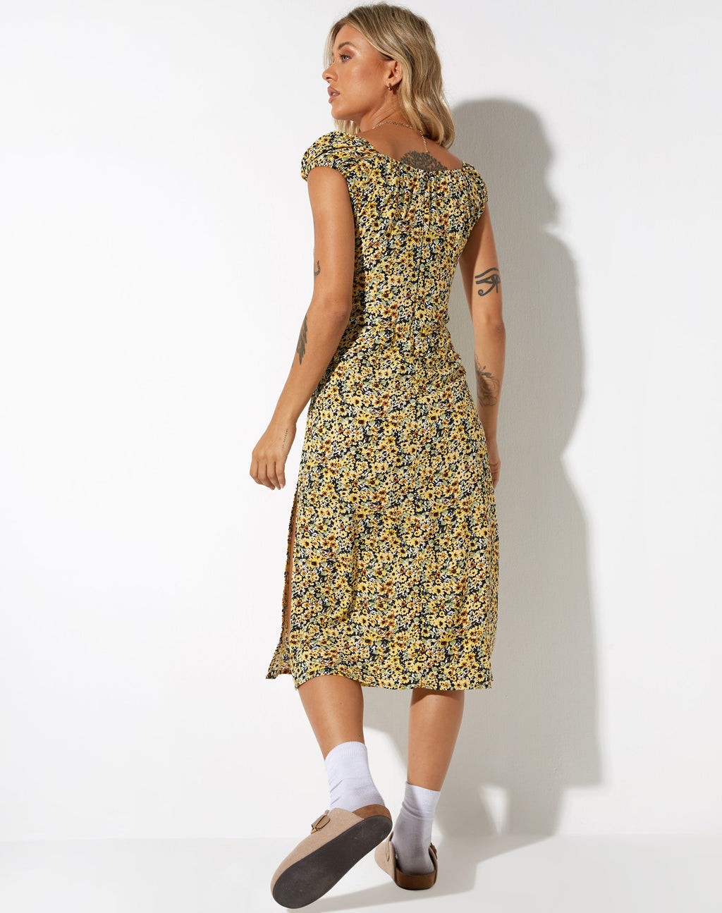 Vestito midi Lona in giallo ditsy primavera