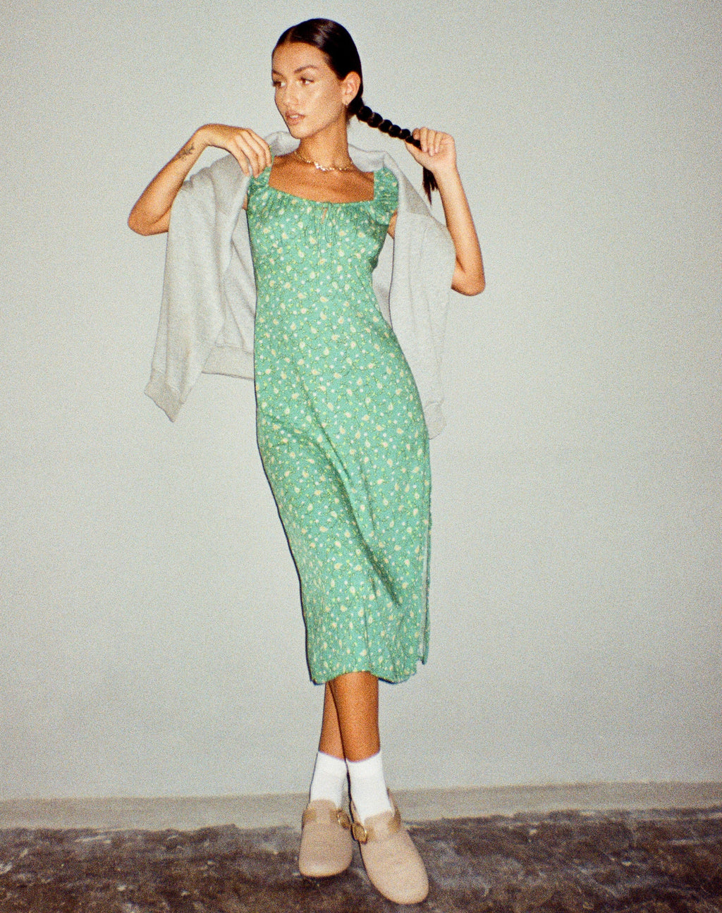 Vestito midi Lona in Paisley Fun Green