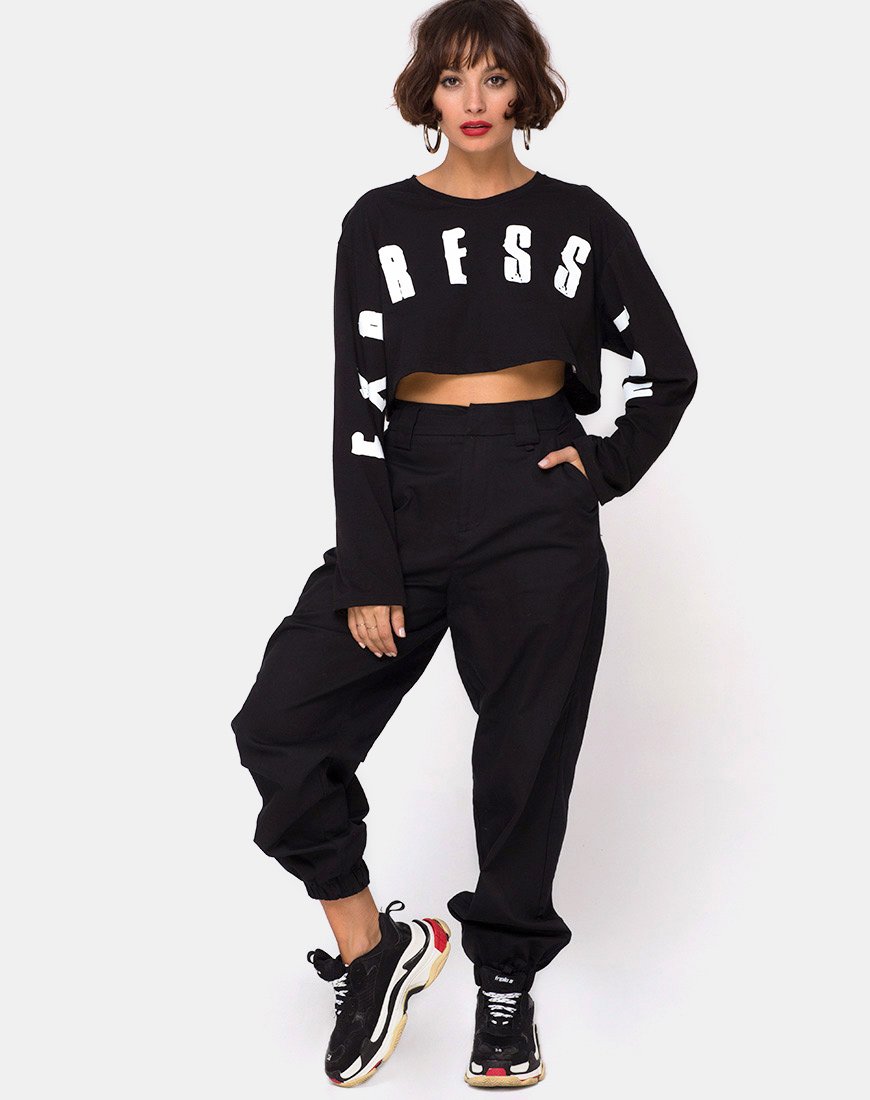 Immagine di Box Expression Crop Tee in nero