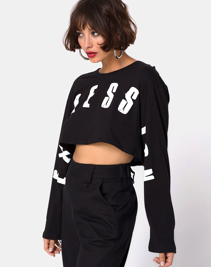 Box Expression Crop Tee in nero