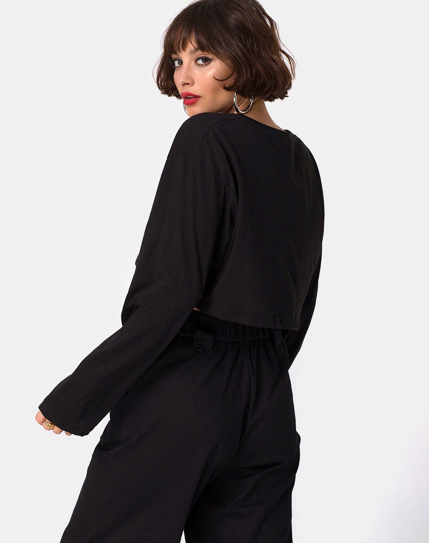 Box Expression Crop Tee in nero