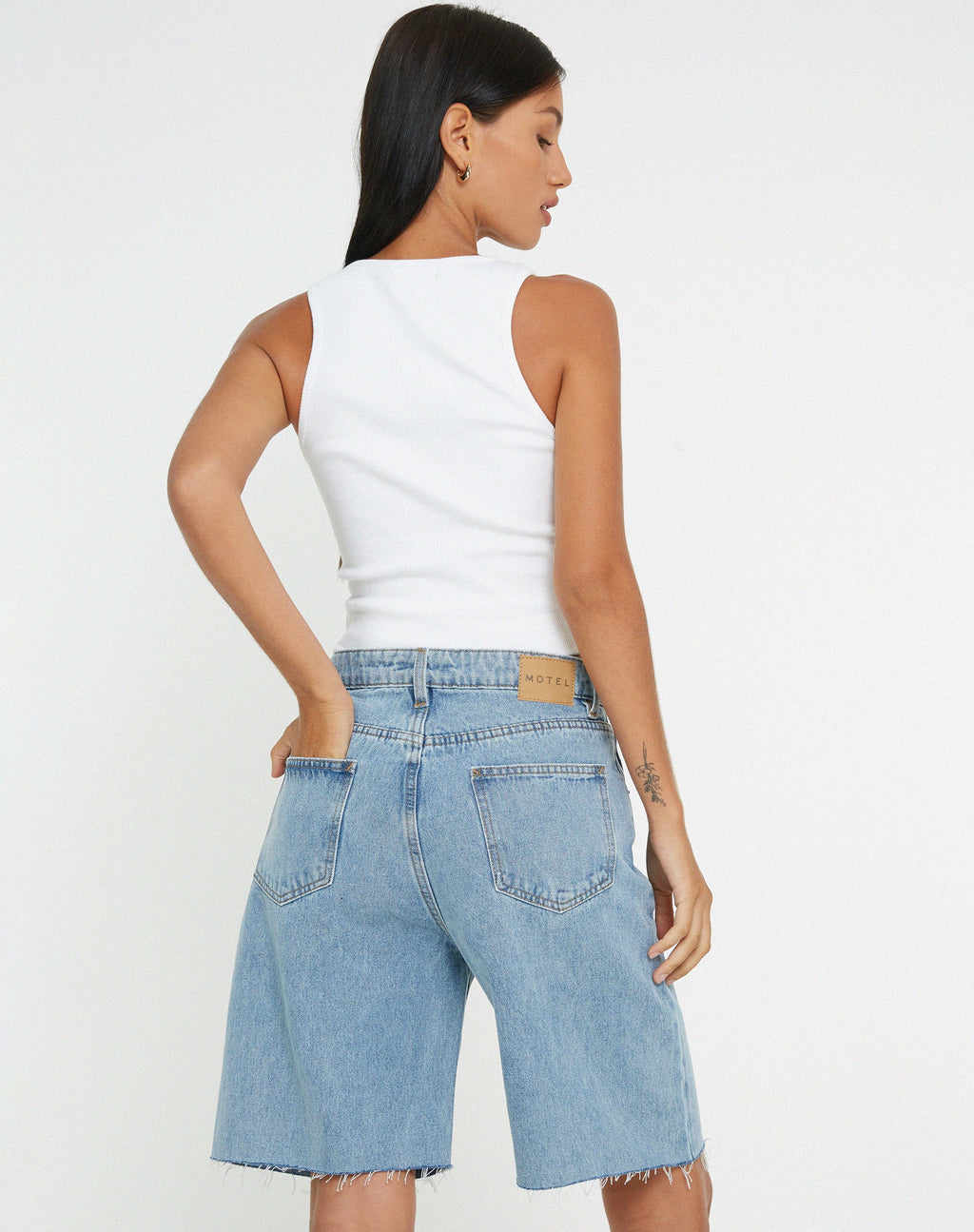 Pantaloncini in denim Dad Longline con lavaggio chiaro
