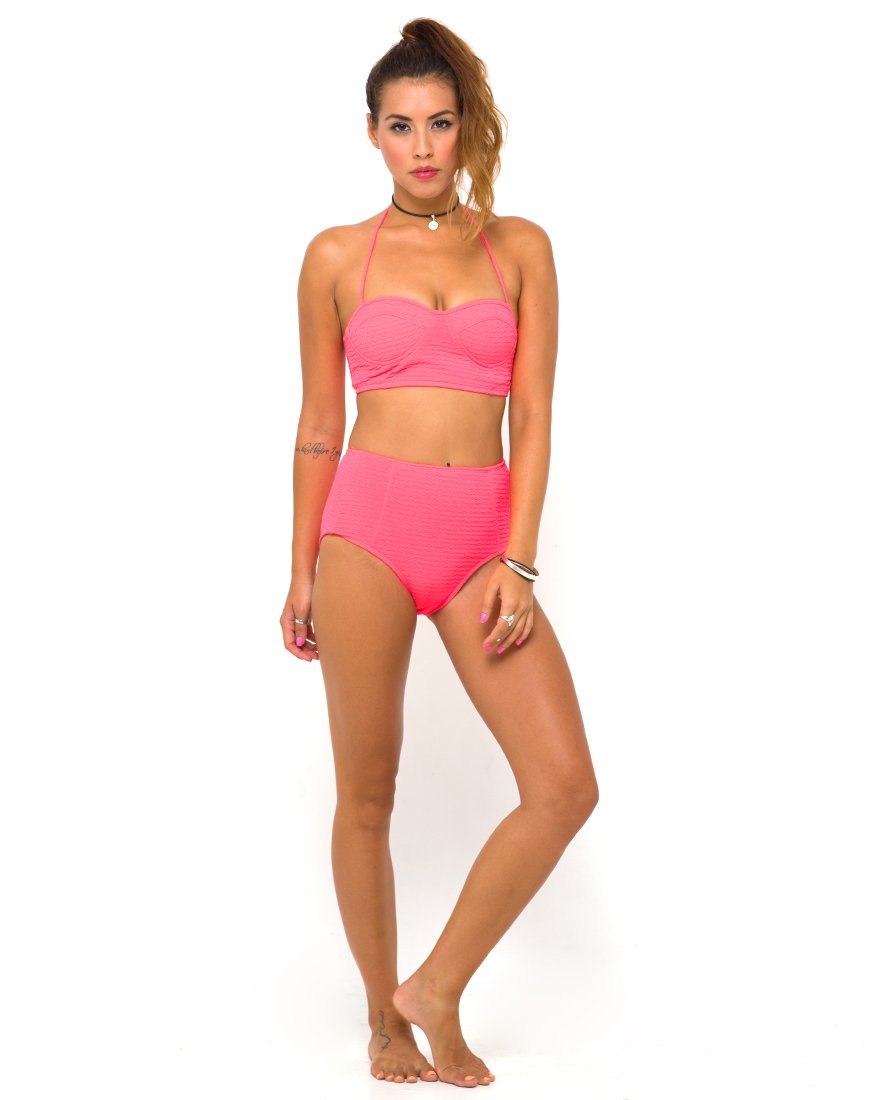 Top bikini lungo Motel in rosa neon