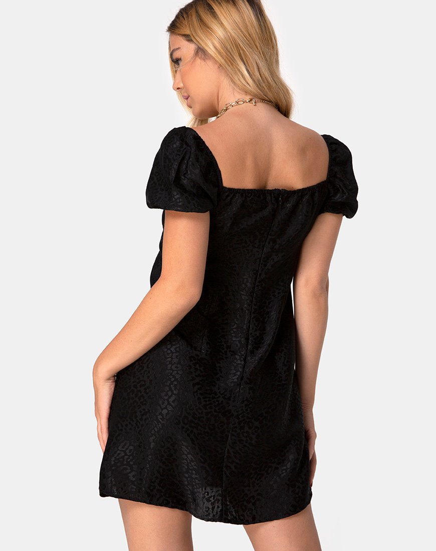 Immagine di Lonma Mini Dress in raso nero ghepardo
