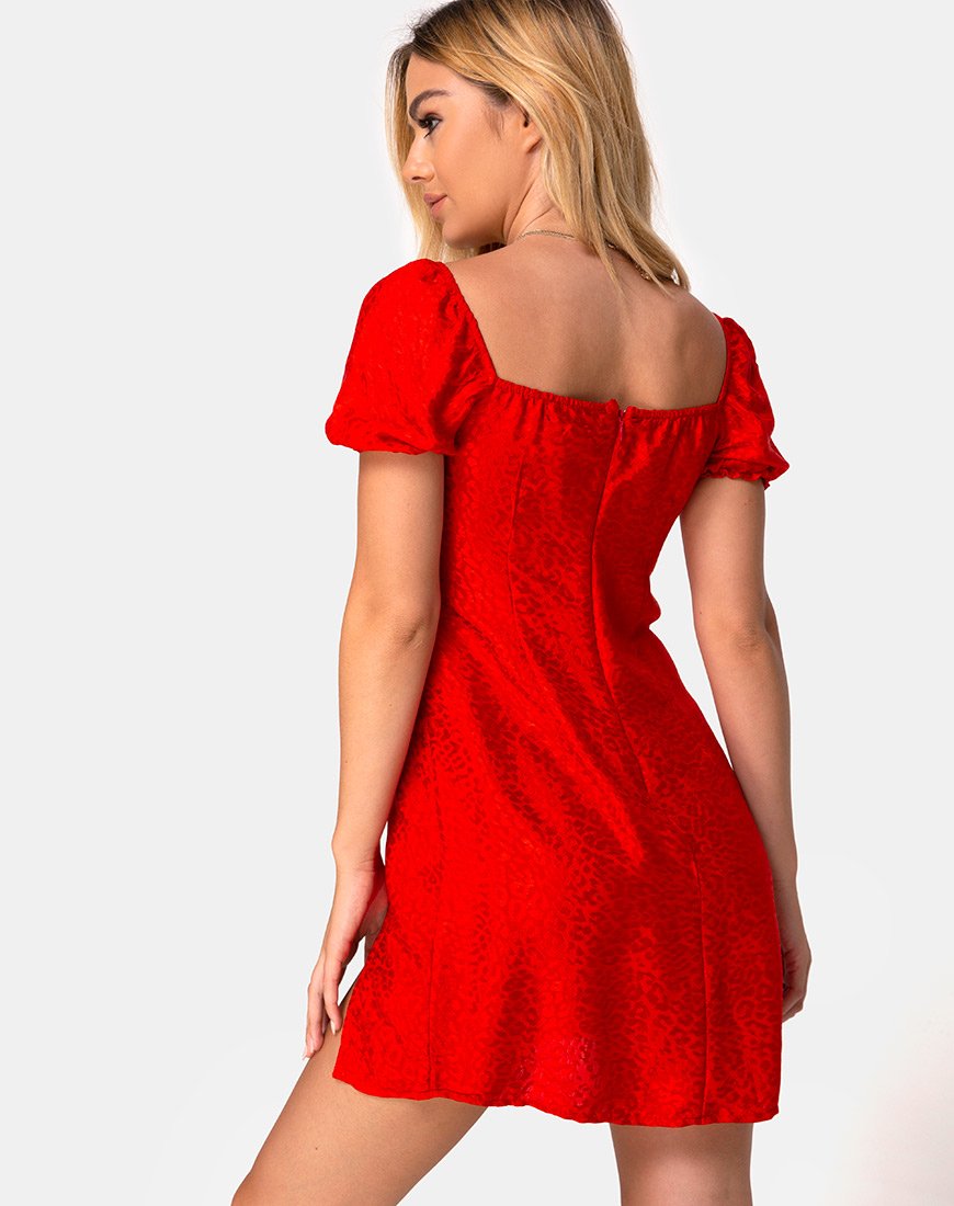 Abito Lonma in raso rosso ghepardo