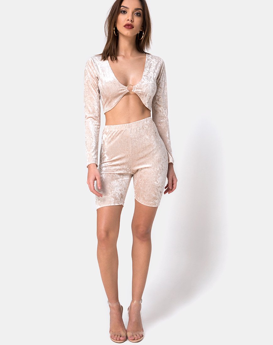 Immagine di Bike Short in velluto schiacciato color crema