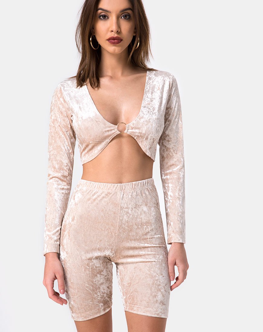 Immagine di Bike Short in velluto schiacciato color crema