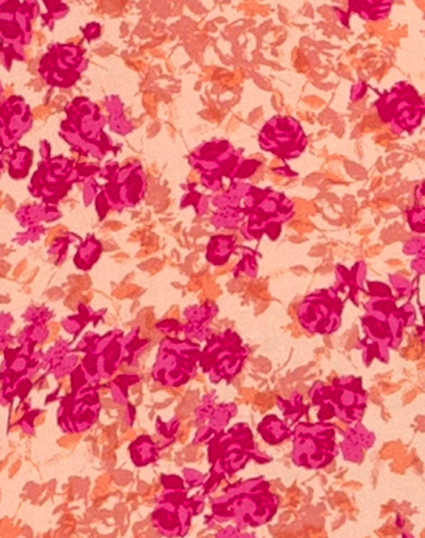Immagine di Lotie Midi Dress in Fiore Selvatico Scuro Cantalupo