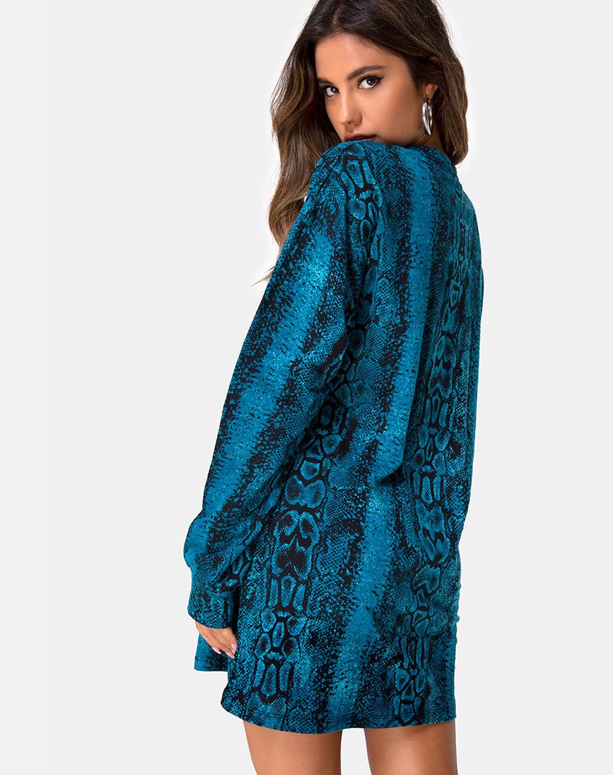 Lotsun - Vestito a maglione in blu serpente
