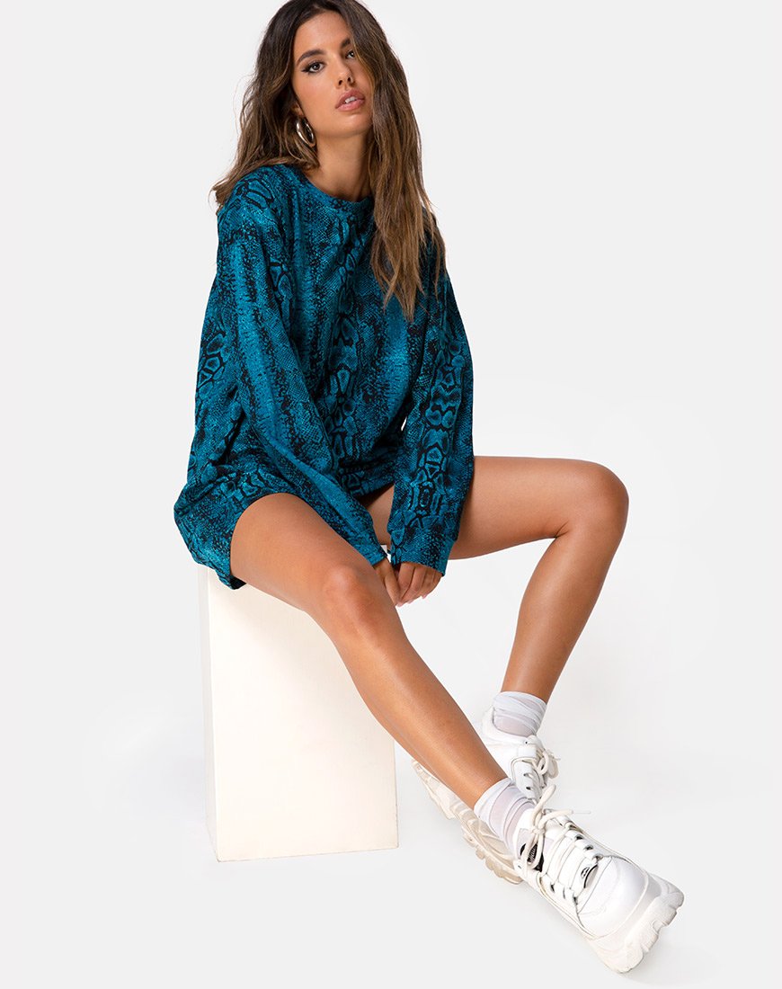 Lotsun - Vestito a maglione in blu serpente