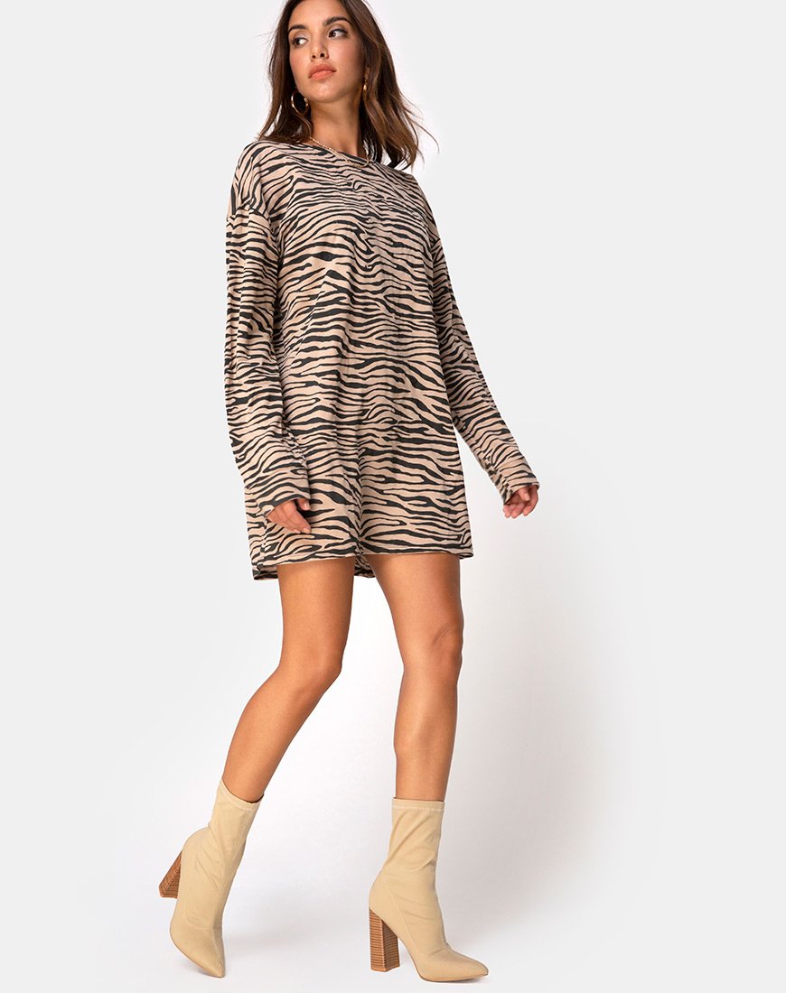Immagine di Lotsun Vestito a maglione anni '90 Zebra Taupe